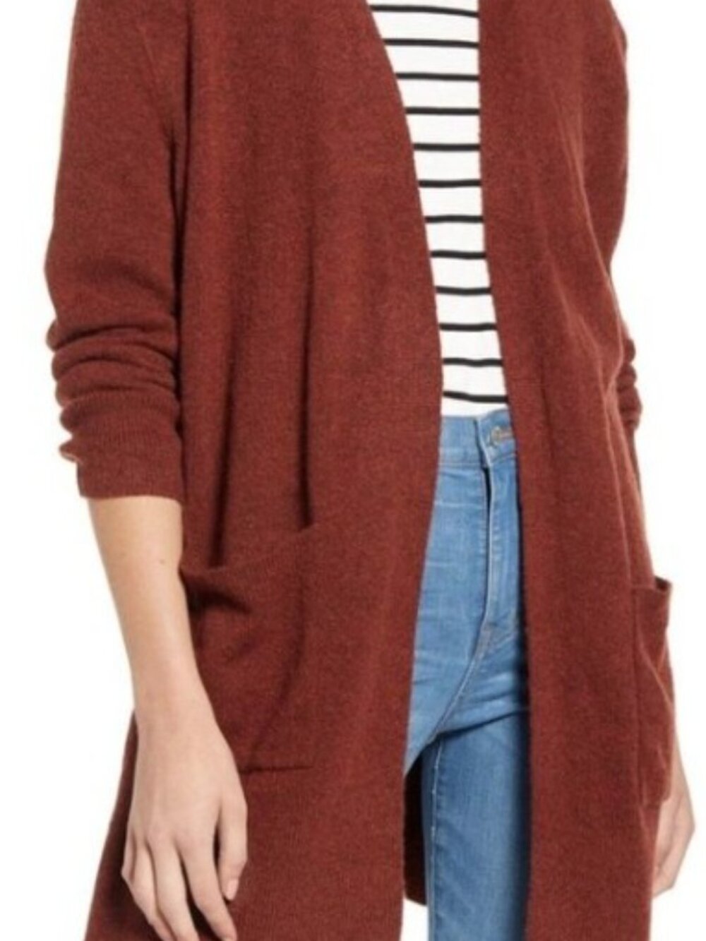 Madewell Super Soft Heathered Clay Long Line Kent‎ Open Cardigan Pockets sz S - Picture 9 of 15